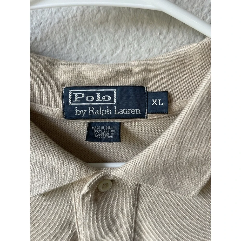 Polo Ralph Lauren Men's Polo Shirt Size XL Embroidered Pony 100% Cotton Tan